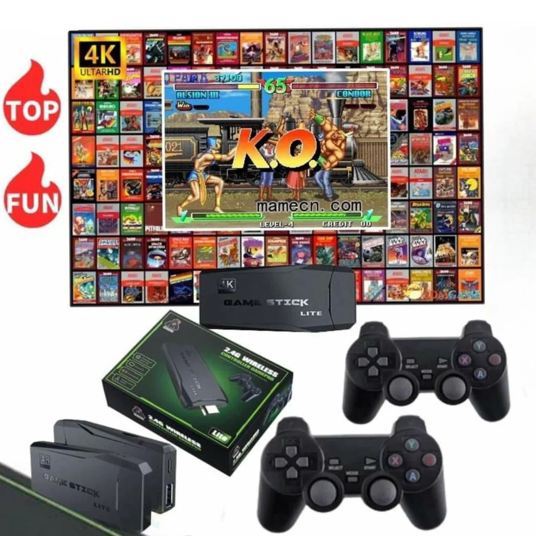 GAME STICK NINTENDO 4K +10.000 JUEGOS - 2 CONTROL DE REGALO