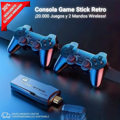 GAME STICK NINTENDO 4K +10.000 JUEGOS - 2 CONTROL DE REGALO